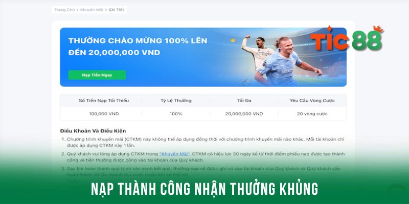 Nạp thành công, nhận thưởng khủng tham gia chơi xổ số ba miền