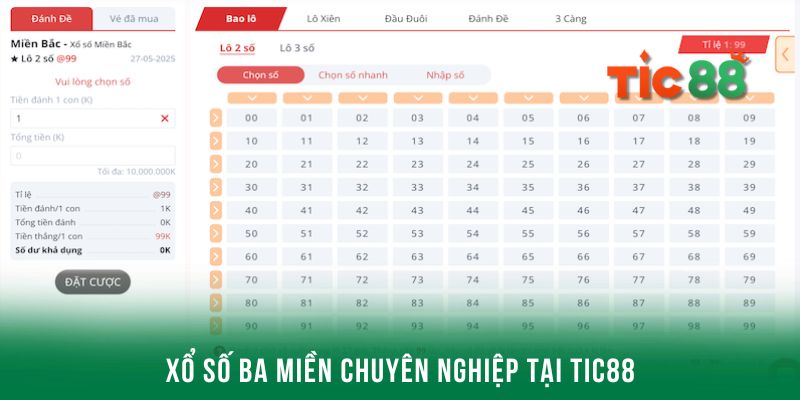Game xổ số ba miền chuyên nghiệp tại Tic88